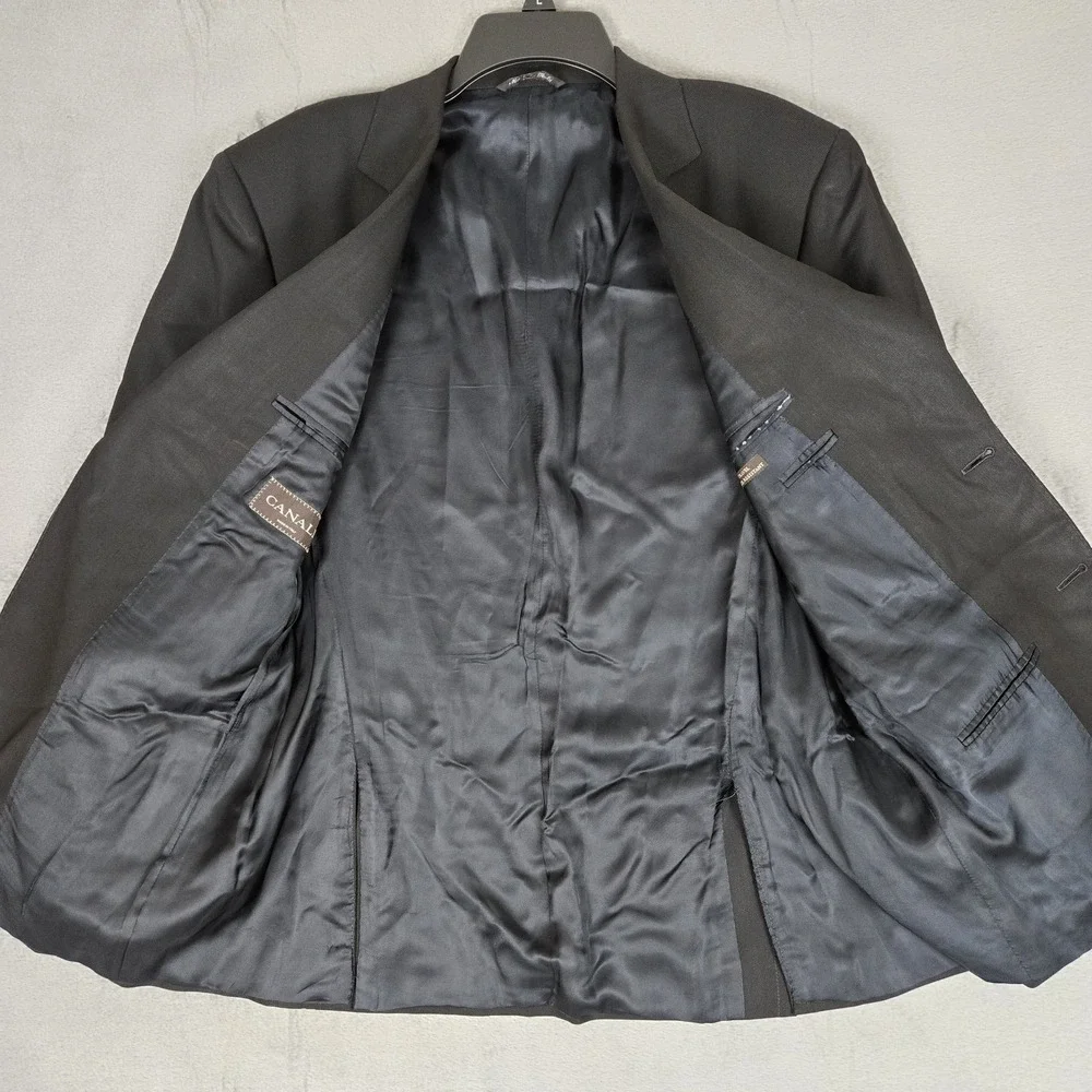 Canali Blazer Men 48R Black Wool Sport Jacket Italy Travel Water Resistant *READ